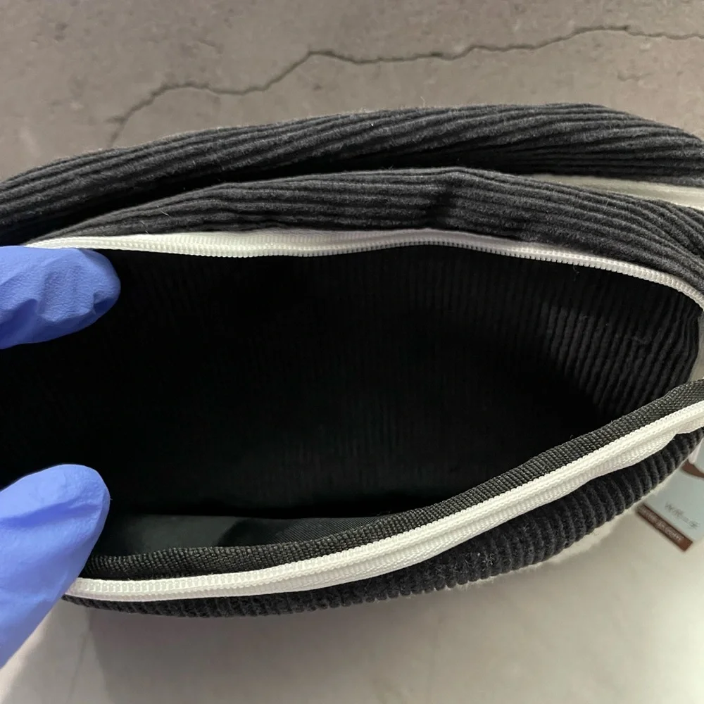 Adante iMark Black Corduroy Pouch White Bird Dead Stock RARE FIND Japan